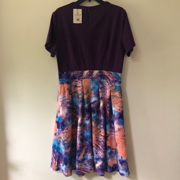 VINTAGE Style print flared print A-Line swing dress with pockets. SIZE: XL - Picture 5 of 8